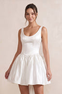 Scoop Neck Bow - Back Mini Dress in Ivory - SHE IS ME