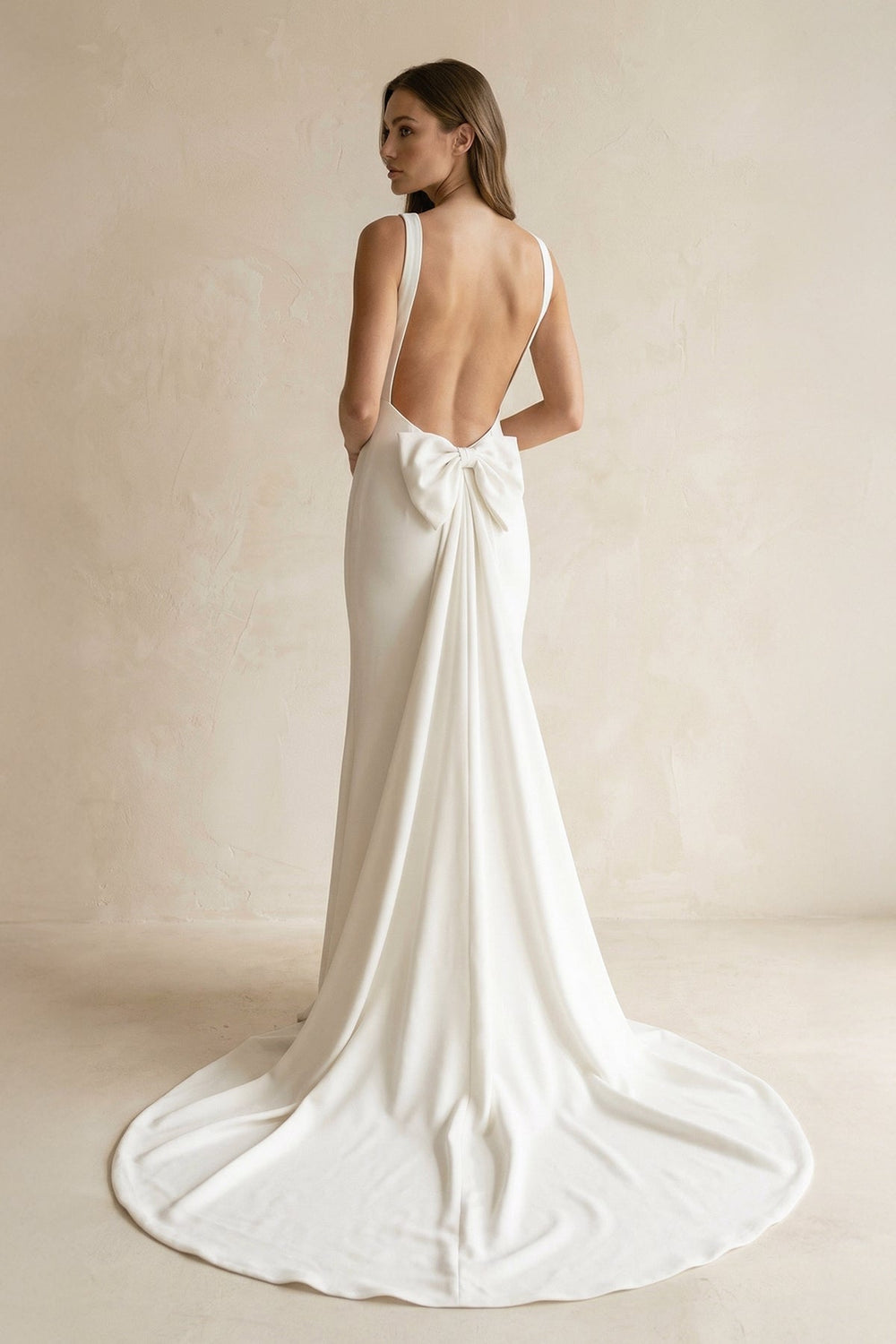 Scoop Neck Sheath Satin Sheath Wedding Dress in Ivory - SHE IS ME Wedding Dresses