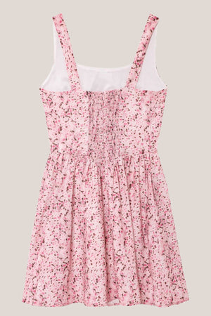 Scoop Neck Vintage Rose Printed Cotton Mini Dress in Pink– SHE IS ME Dresses