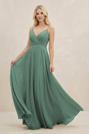 Sea Glass A-Line Spaghetti Strap Chiffon Bridesmaid Dress | KISSBRIDAL