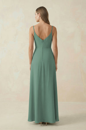 Sea Glass Cami Strap A-Line Chiffon Bridesmaid Dress (2) | KISSBRIDAL