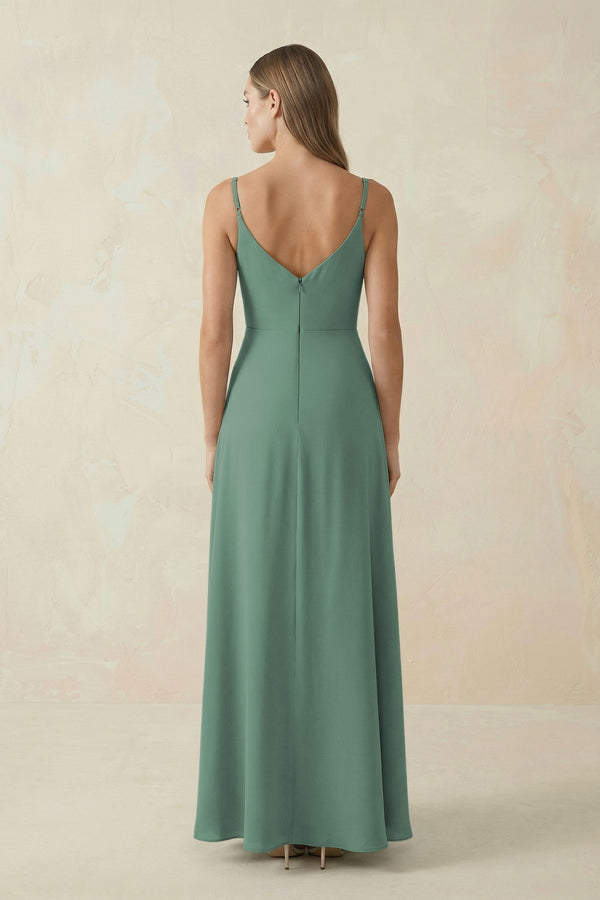 Sea Glass Cami Strap A-Line Chiffon Bridesmaid Dress (2) | KISSBRIDAL