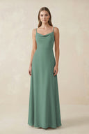 Sea Glass Cami Strap A-Line Chiffon Bridesmaid Dress | KISSBRIDAL