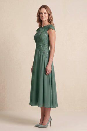 Sea Glass Cap Sleeves A-Line Chiffon Embroidered Mother of the Bride Dress (2) | KISSBRIDAL