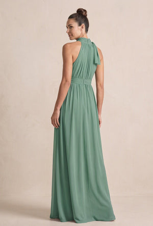Sea Glass Chiffon Halter A-Line Mother of the Bride Dress (2) | KISSBRIDAL