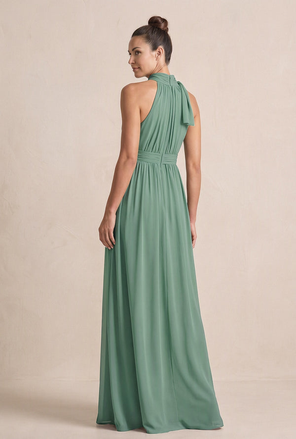 Sea Glass Chiffon Halter A-Line Mother of the Bride Dress (2) | KISSBRIDAL