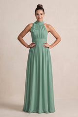 Sea Glass Chiffon Halter A-Line Mother of the Bride Dress | KISSBRIDAL