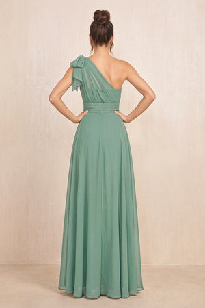 Sea Glass One-Shoulder Chiffon Mother of the Bride Jumpsuits (2) | KISSBRIDAL