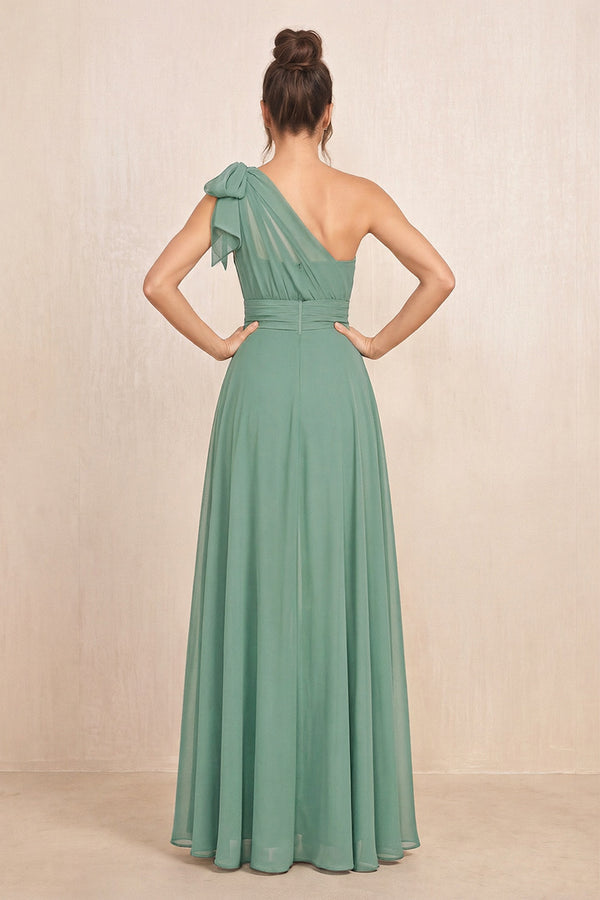 Sea Glass One-Shoulder Chiffon Mother of the Bride Jumpsuits (2) | KISSBRIDAL