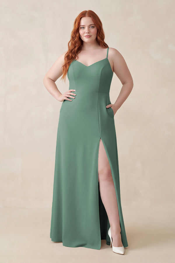 Sea Glass Ruched Sheath Chiffon Bridesmaid Dress  [sizeplus]| KISSBRIDAL