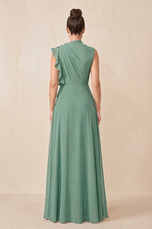 Sea Glass Ruffled A-Line Chiffon Mother of the Bride Dress (2) | KISSBRIDAL