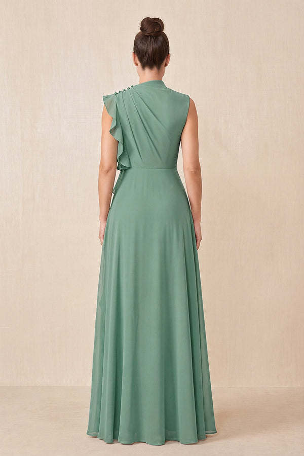 Sea Glass Ruffled A-Line Chiffon Mother of the Bride Dress (2) | KISSBRIDAL