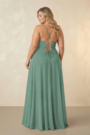 Sea Glass Spaghetti Straps Chiffon A-Line Bridesmaid Dress (2) [sizeplus] | KISSBRIDAL