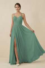Sea Glass Sweetheart A-Line Chiffon Bridesmaid Dress | KISSBRIDAL