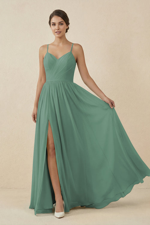 Sea Glass Sweetheart A-Line Chiffon Bridesmaid Dress | KISSBRIDAL