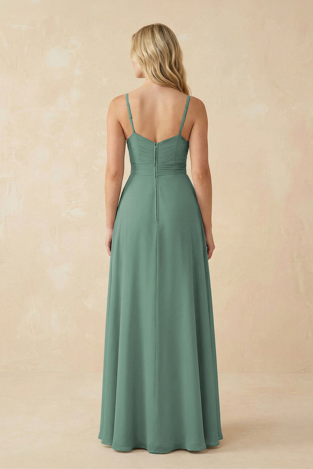 Sweetheart A-Line Pleated Chiffon Bridesmaid Dress in Sea Glass