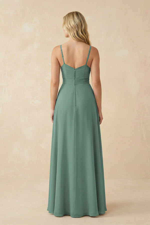 Sea Glass Sweetheart A-Line Pleated Chiffon Bridesmaid Dress (2) | KISSBRIDAL