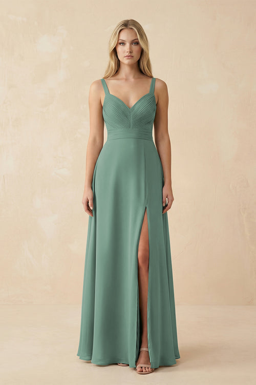 Sea Glass Sweetheart A-Line Pleated Chiffon Bridesmaid Dress | KISSBRIDAL