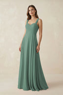Sea Glass Sweetheart Pleated A-Line Chiffon Bridesmaid Dress | KISSBRIDAL