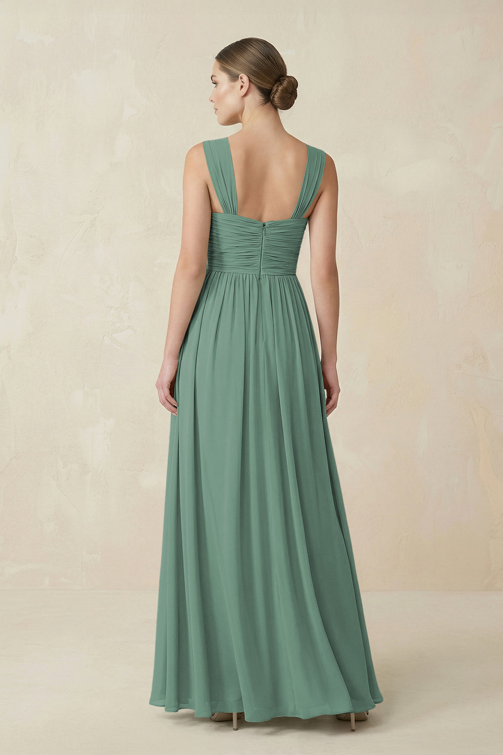 Sweetheart Pleated Chiffon A-Line Bridesmaid Dress in Sea Glass