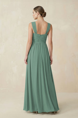 Sea Glass Sweetheart Pleated Chiffon A-Line Bridesmaid Dress (2) | KISSBRIDAL