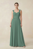 Sea Glass Sweetheart Pleated Chiffon A-Line Bridesmaid Dress | KISSBRIDAL