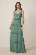 Sea Glass Sweetheart Tiered A-Line Chiffon Bridesmaid Dress | KISSBRIDAL