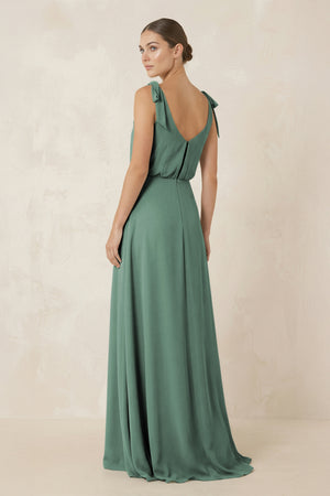 Sea Glass V-Neck A-Line Chiffon Bridesmaid Dress (2) | KISSBRIDAL