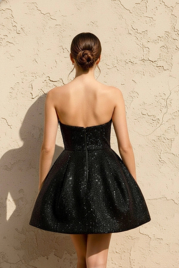 Sequin Mini Dress in Black - SHE IS ME