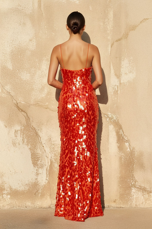 Sequins Mermaid Gown in Orange - SHE IS ME