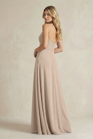 Sheath Cami Strap Ruched Chiffon Bridesmaid Dress in Almond - SHE IS ME Bridesmaid Dresses