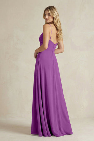 Sheath Cami Strap Ruched Chiffon Bridesmaid Dress in Amethyst - SHE IS ME Bridesmaid Dresses