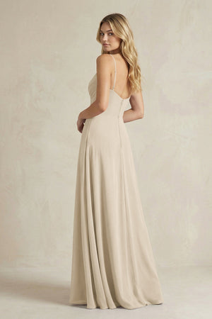 Sheath Cami Strap Ruched Chiffon Bridesmaid Dress in Champagne - SHE IS ME Bridesmaid Dresses