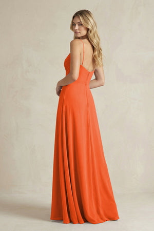 Sheath Cami Strap Ruched Chiffon Bridesmaid Dress in Cinnamon (2) | KISSBRIDAL