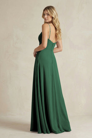 Sheath Cami Strap Ruched Chiffon Bridesmaid Dress in Dark Green (2) | KISSBRIDAL