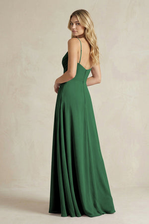 Sheath Cami Strap Ruched Chiffon Bridesmaid Dress in Dark Green - SHE IS ME Bridesmaid Dresses