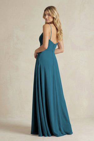 Sheath Cami Strap Ruched Chiffon Bridesmaid Dress in Dark Teal - SHE IS ME Bridesmaid Dresses