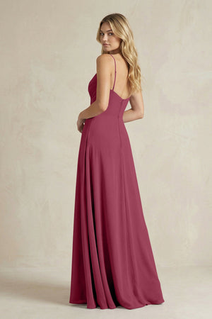 Sheath Cami Strap Ruched Chiffon Bridesmaid Dress in Desert Rose - SHE IS ME Bridesmaid Dresses