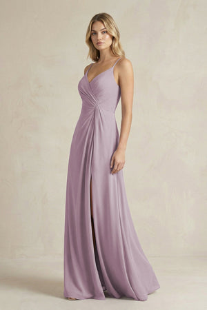 Sheath Cami Strap Ruched Chiffon Bridesmaid Dress in Dusk - SHE IS ME Bridesmaid Dresses