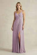 Sheath Cami Strap Ruched Chiffon Bridesmaid Dress in Dusk - SHE IS ME Bridesmaid Dresses