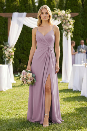 Sheath Cami Strap Ruched Chiffon Bridesmaid Dress in Dusk - SHE IS ME Bridesmaid Dresses