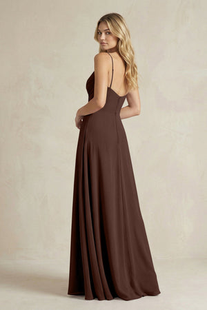 Sheath Cami Strap Ruched Chiffon Bridesmaid Dress in Espresso - SHE IS ME Bridesmaid Dresses