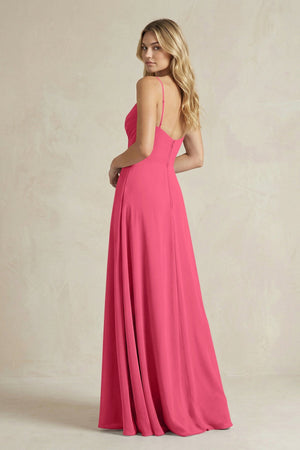 Sheath Cami Strap Ruched Chiffon Bridesmaid Dress in Fuchsia - SHE IS ME Bridesmaid Dresses