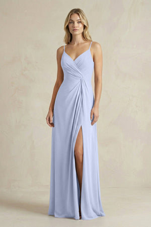 Sheath Cami Strap Ruched Chiffon Bridesmaid Dress in Ice - SHE IS ME Bridesmaid Dresses