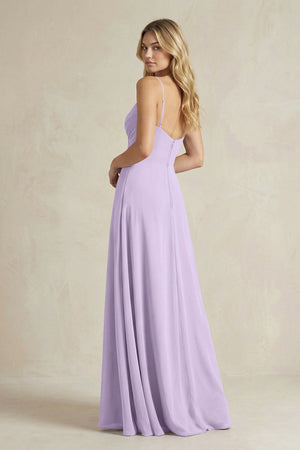 Sheath Cami Strap Ruched Chiffon Bridesmaid Dress in Lavender - SHE IS ME Bridesmaid Dresses