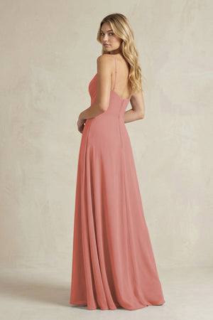 Sheath Cami Strap Ruched Chiffon Bridesmaid Dress in Mulberry (2) | KISSBRIDAL