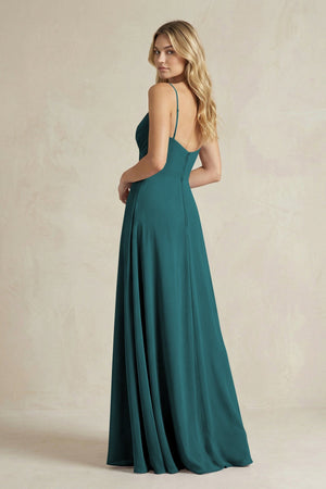 Sheath Cami Strap Ruched Chiffon Bridesmaid Dress in Pine - SHE IS ME Bridesmaid Dresses