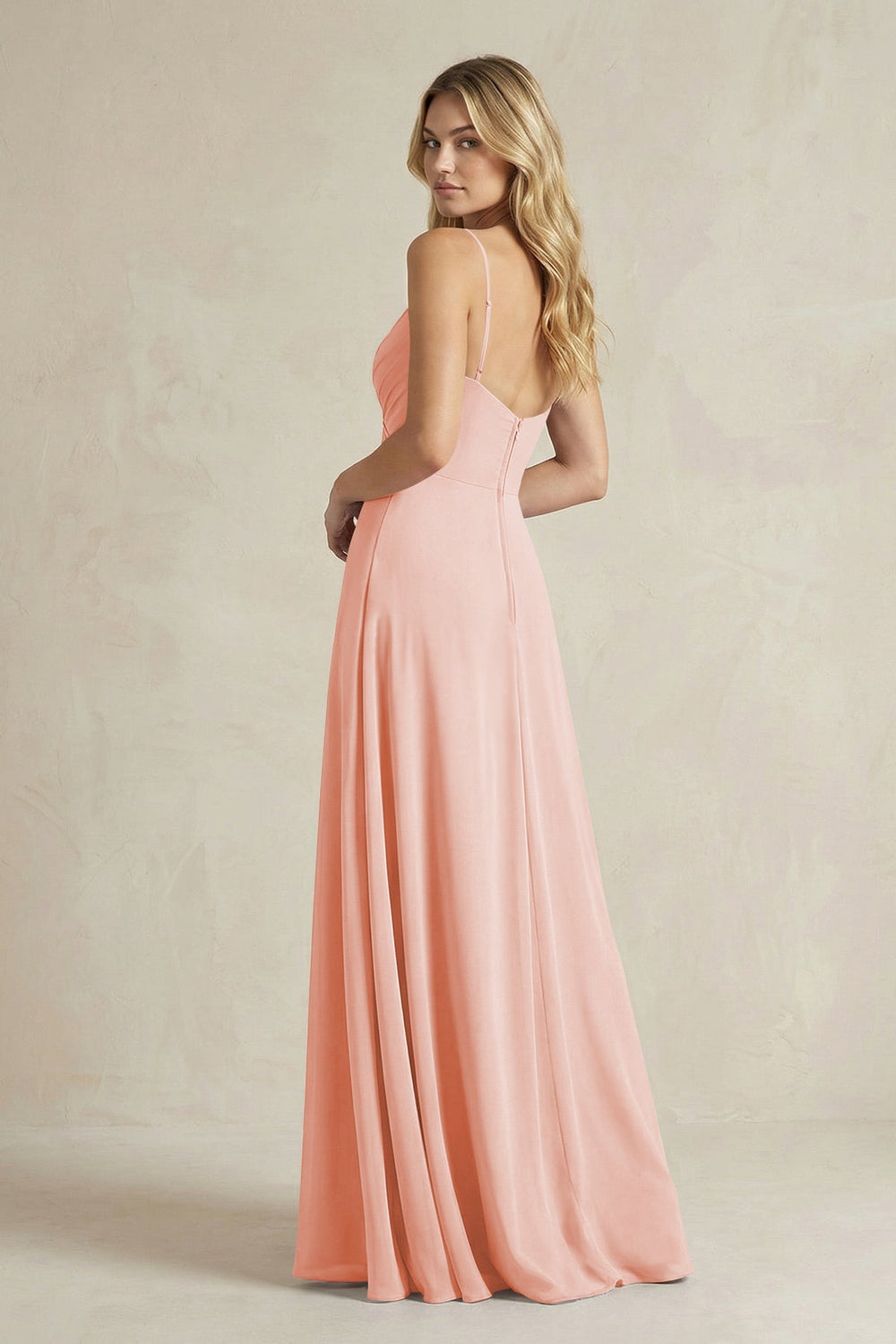 Sheath Cami Strap Ruched Chiffon Bridesmaid Dress in Rose Petal - KISS BRIDAL Bridesmaid Dresses