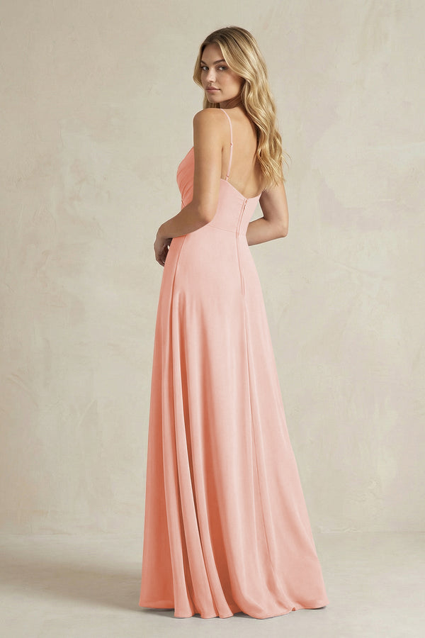 Sheath Cami Strap Ruched Chiffon Bridesmaid Dress in Rose Petal - SHE IS ME Bridesmaid Dresses