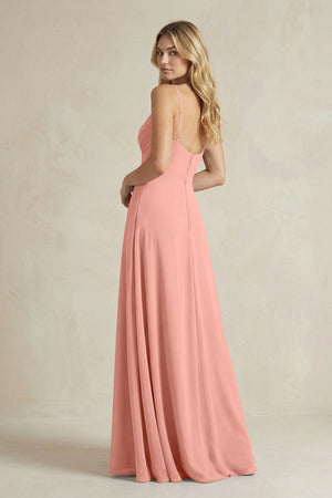 Sheath Cami Strap Ruched Chiffon Bridesmaid Dress in Rosette (2) | KISSBRIDAL